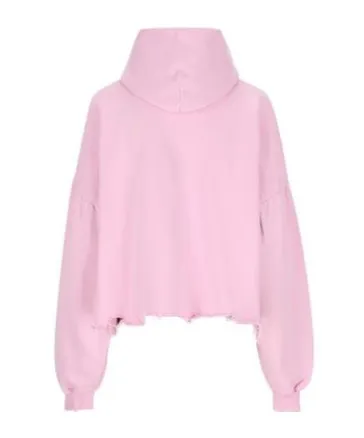 Logo Printed Destroyed Hoodie
