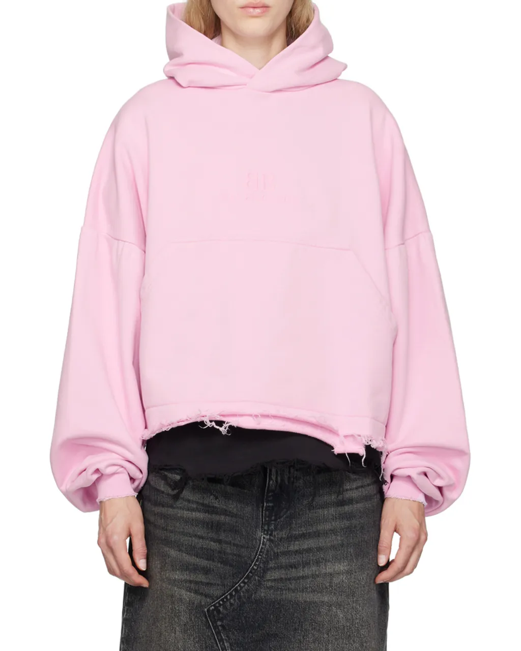 Logo Printed Destroyed Hoodie