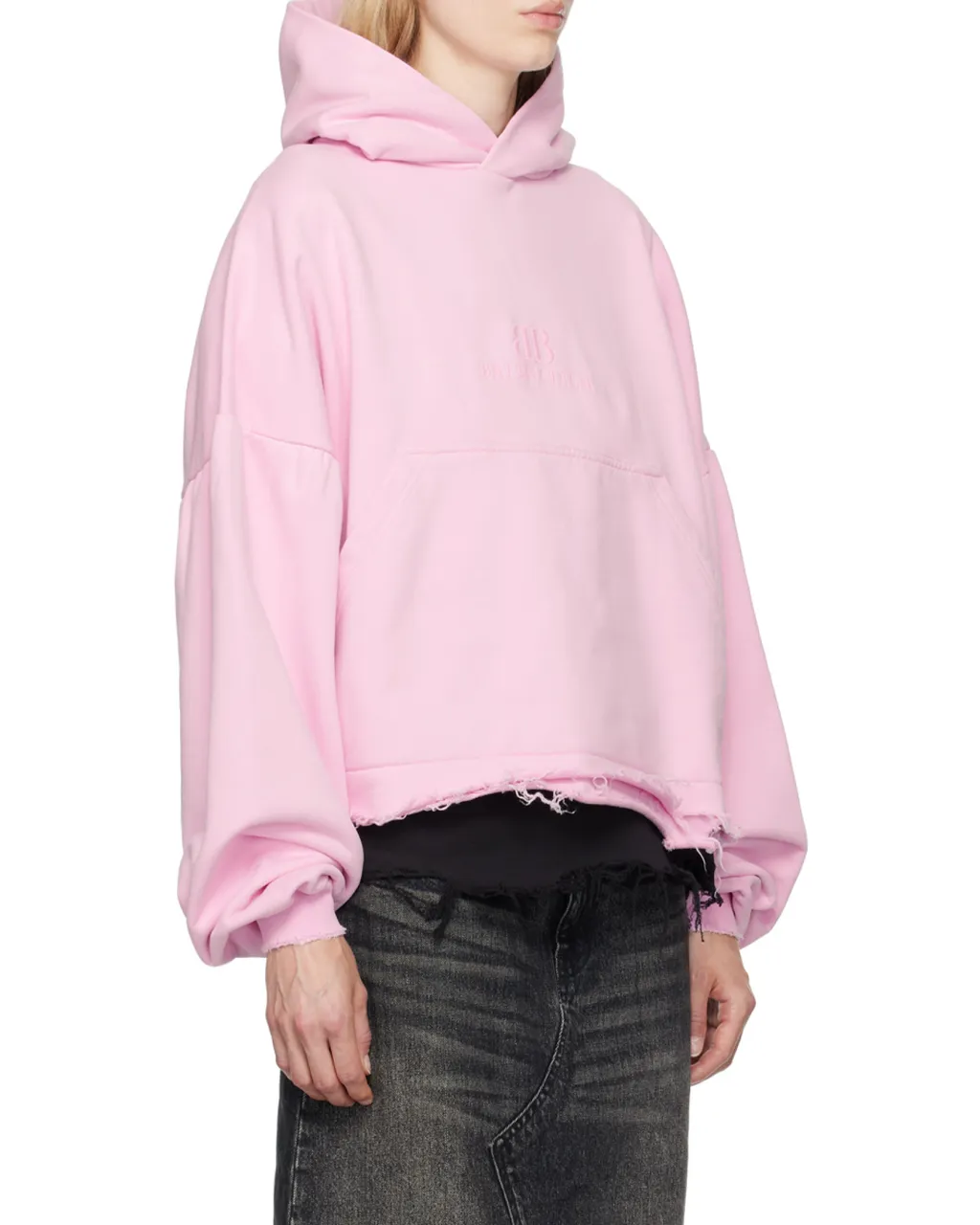 Logo Printed Destroyed Hoodie