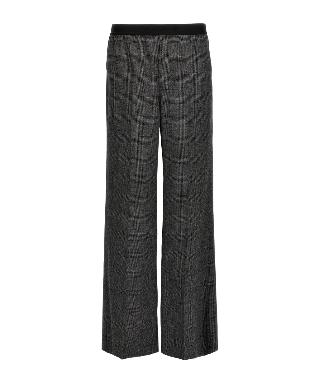 Checked Wide-Leg Pants