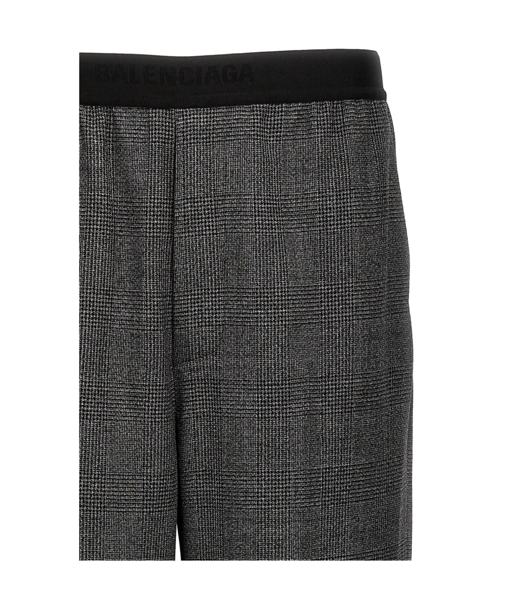 Checked Wide-Leg Pants