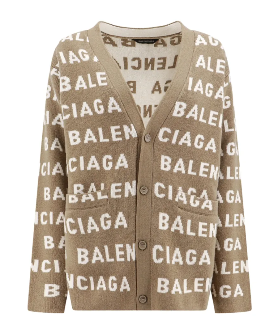All-Over Logo Intarsia Buttoned Cardigan