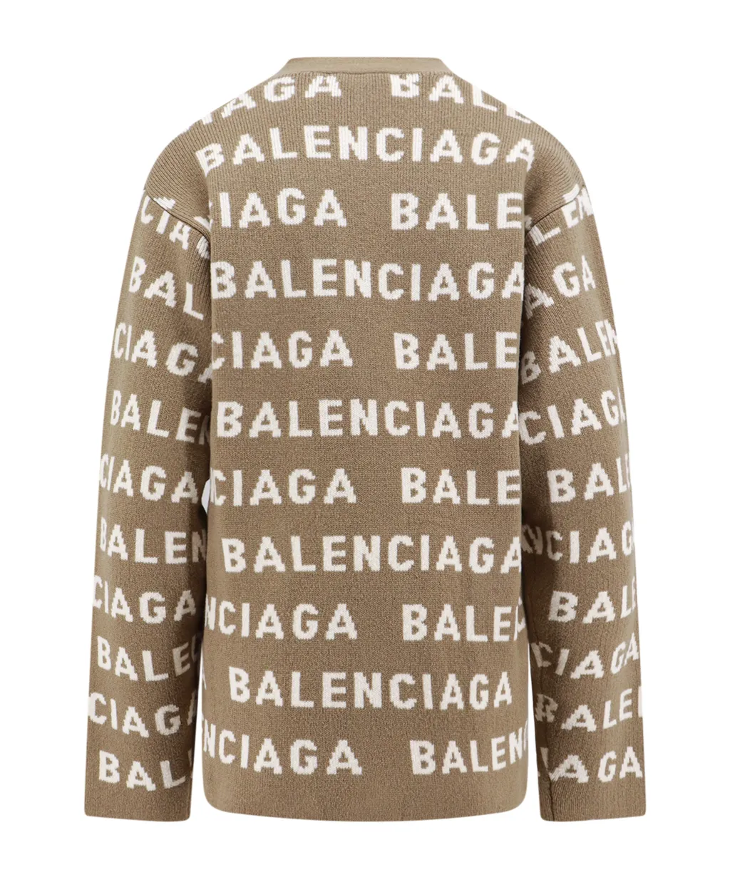 All-Over Logo Intarsia Buttoned Cardigan