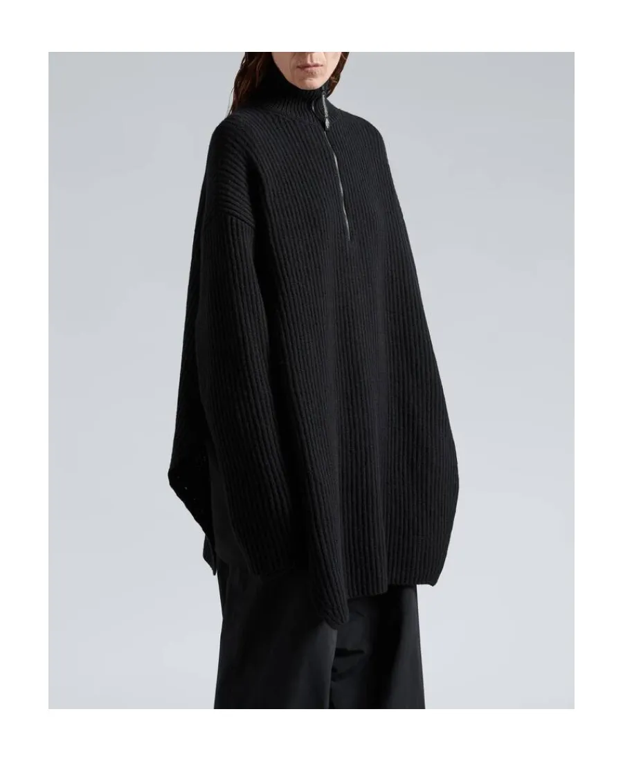 Half-Zip High Neck Poncho
