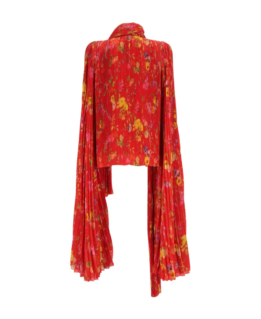 Lilies Scarf Pleated Blouse