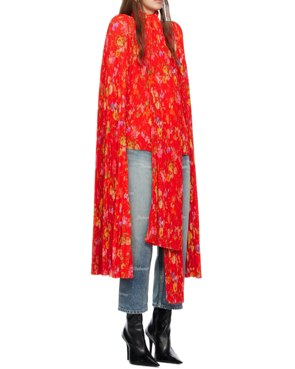 Lilies Scarf Pleated Blouse