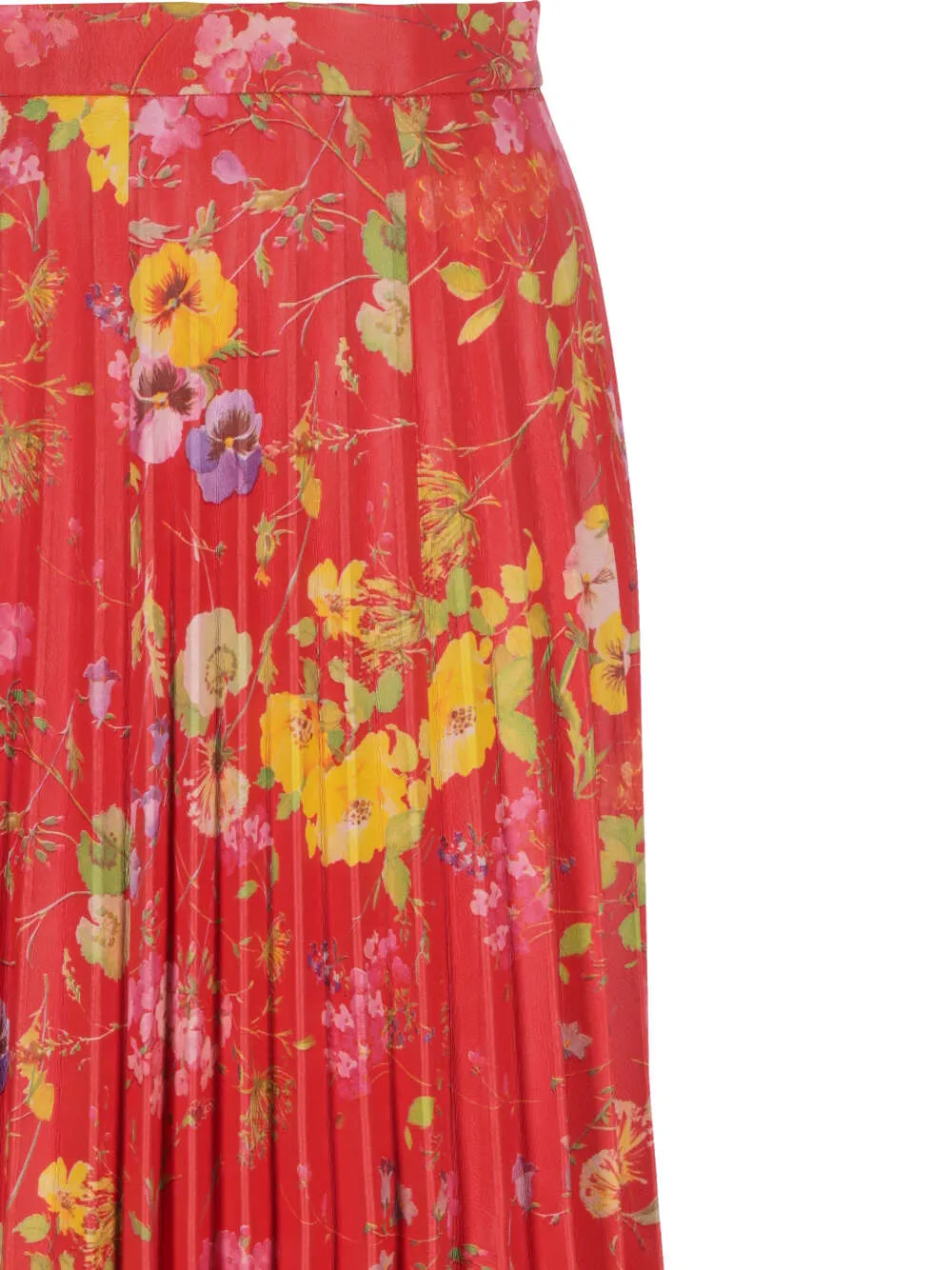 Floral-Print Pleather Leather Skirt