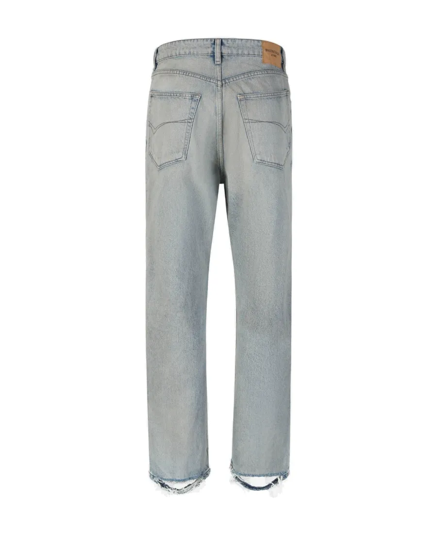 Distressed Straight-Leg Jeans