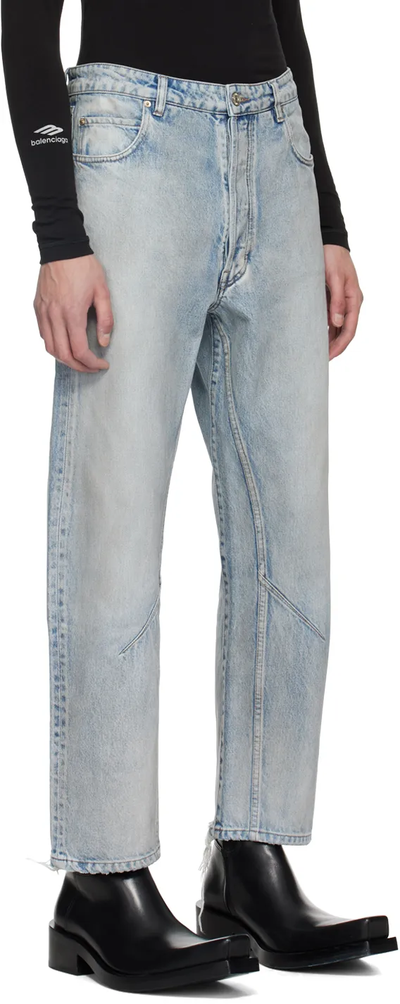 Distressed Straight-Leg Jeans