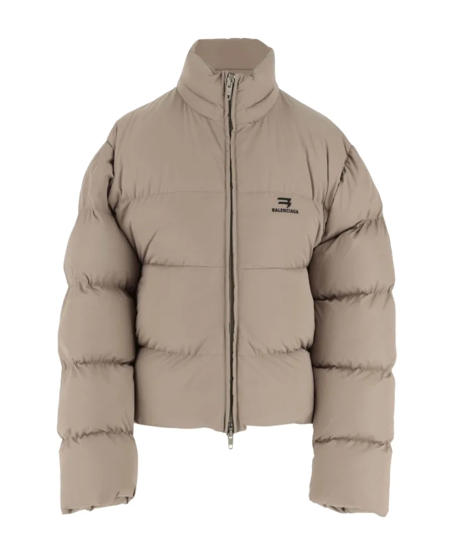 Logo Printed Zip-Up Puffer Jacket