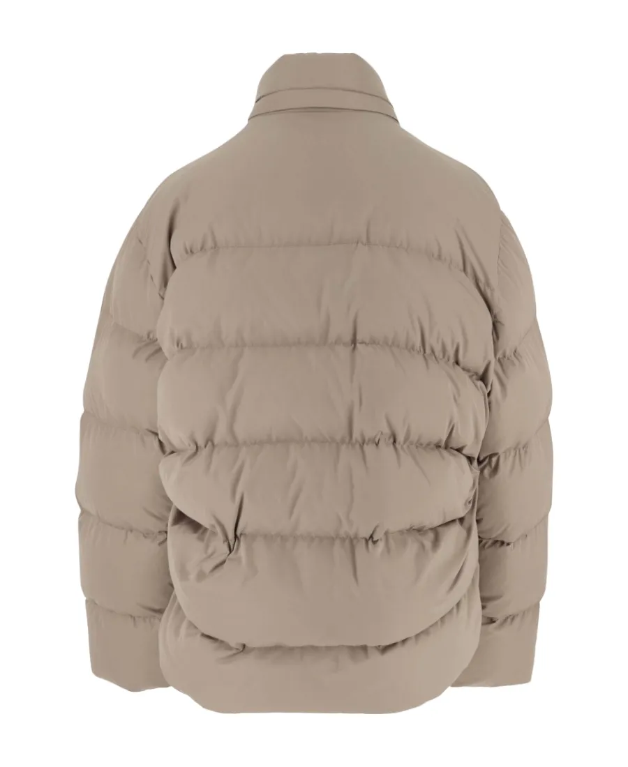 Logo Printed Zip-Up Puffer Jacket