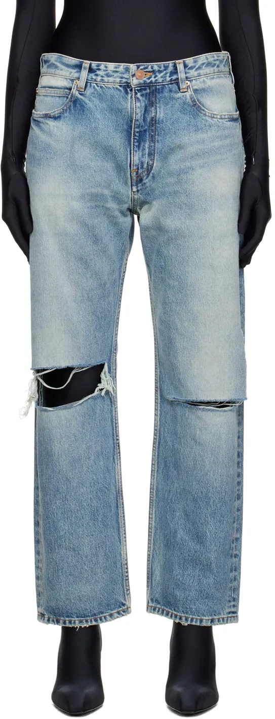Distressed Loose-Fit Jeans