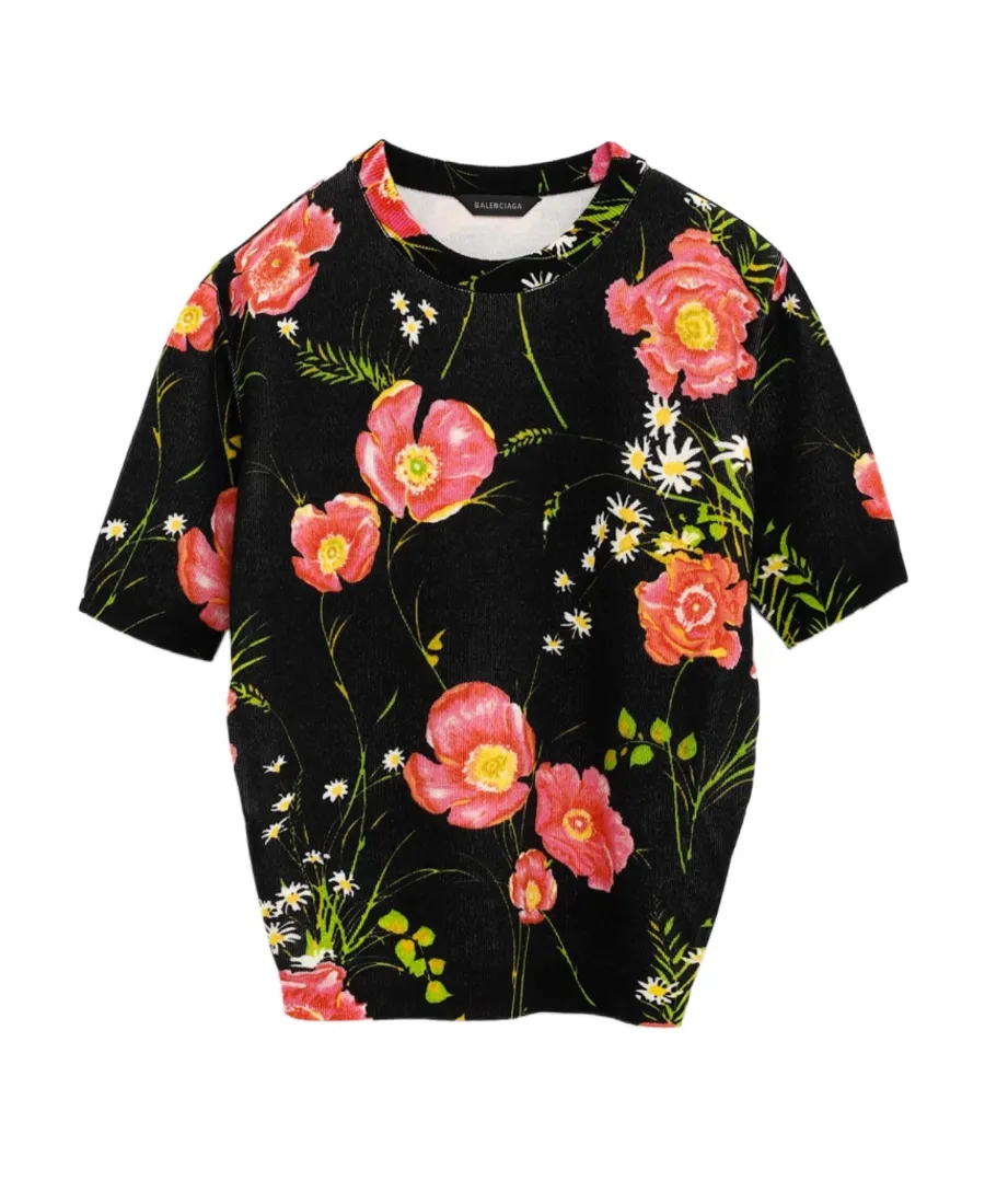 Floral-Print Knitted Top