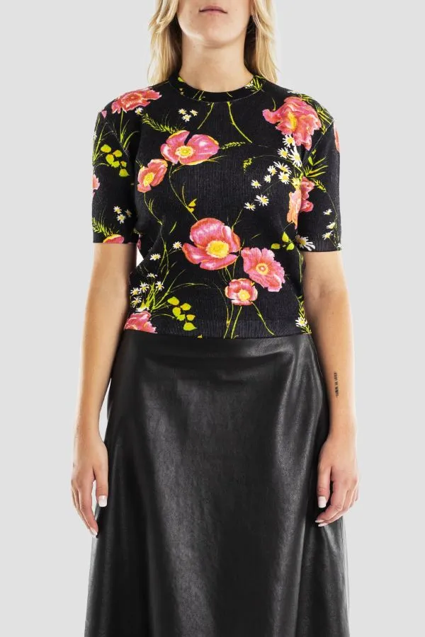 Floral-Print Knitted Top