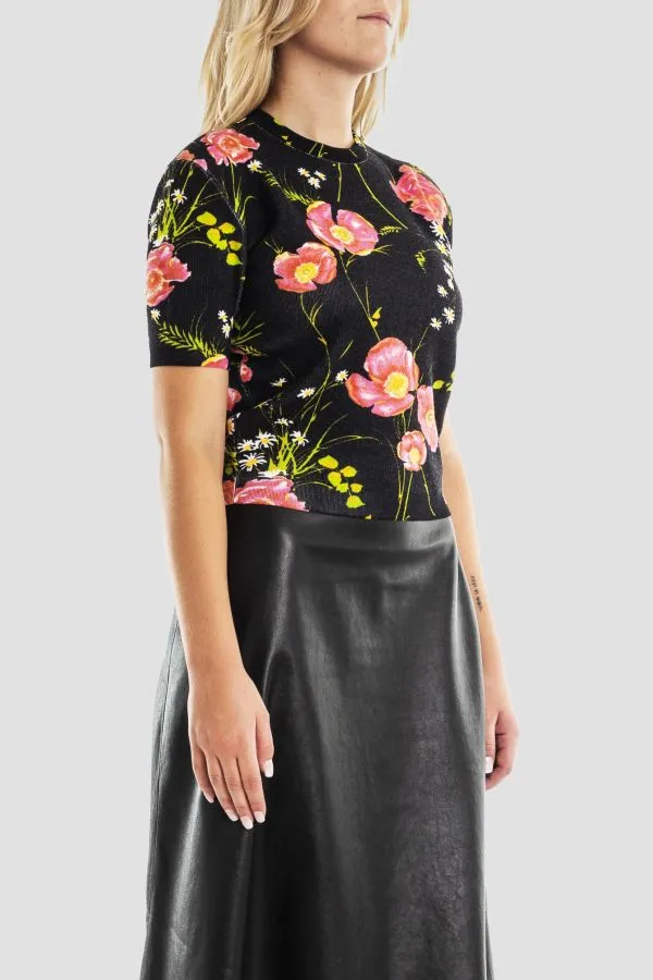 Floral-Print Knitted Top