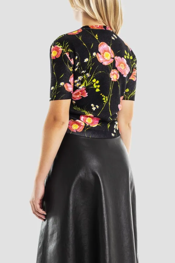 Floral-Print Knitted Top