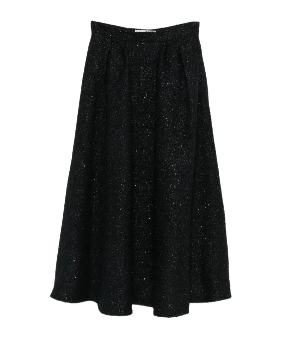 Sequin-Embellished Pleated Skirt