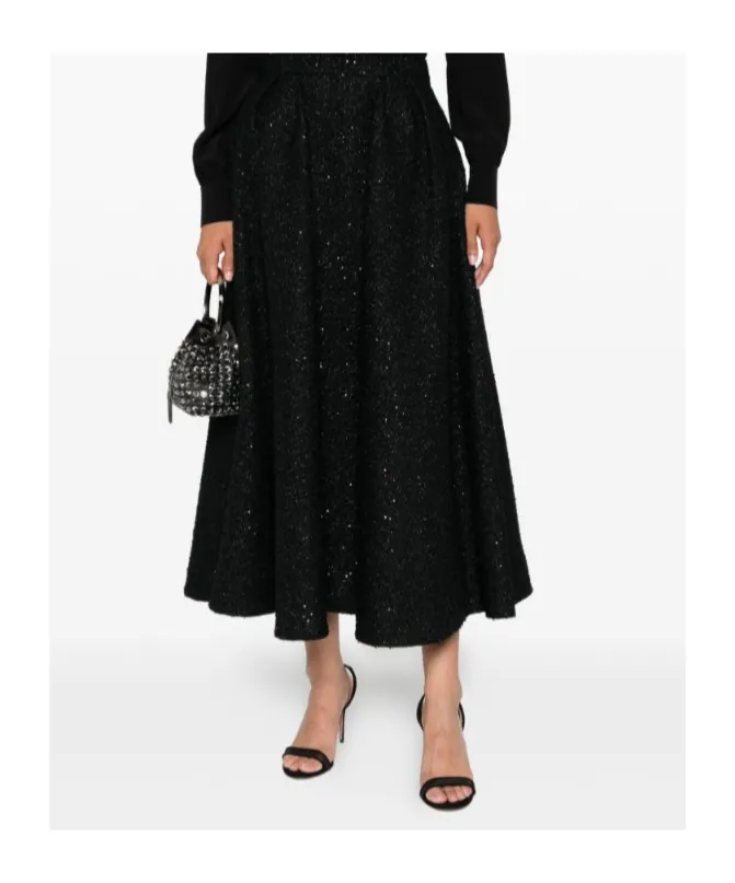 Sequin-Embellished Pleated Skirt