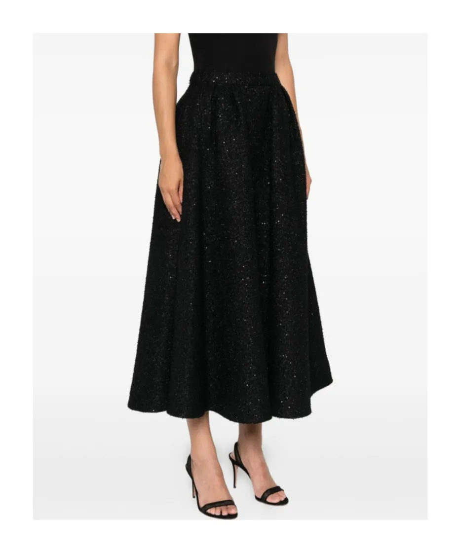 Sequin-Embellished Pleated Skirt
