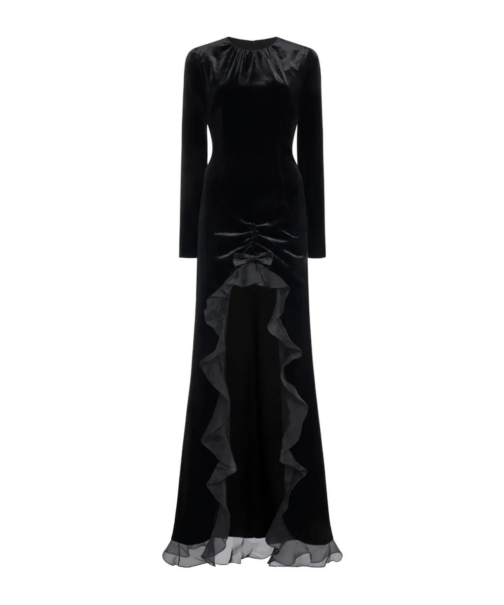 Velvet Dress With Ruching
