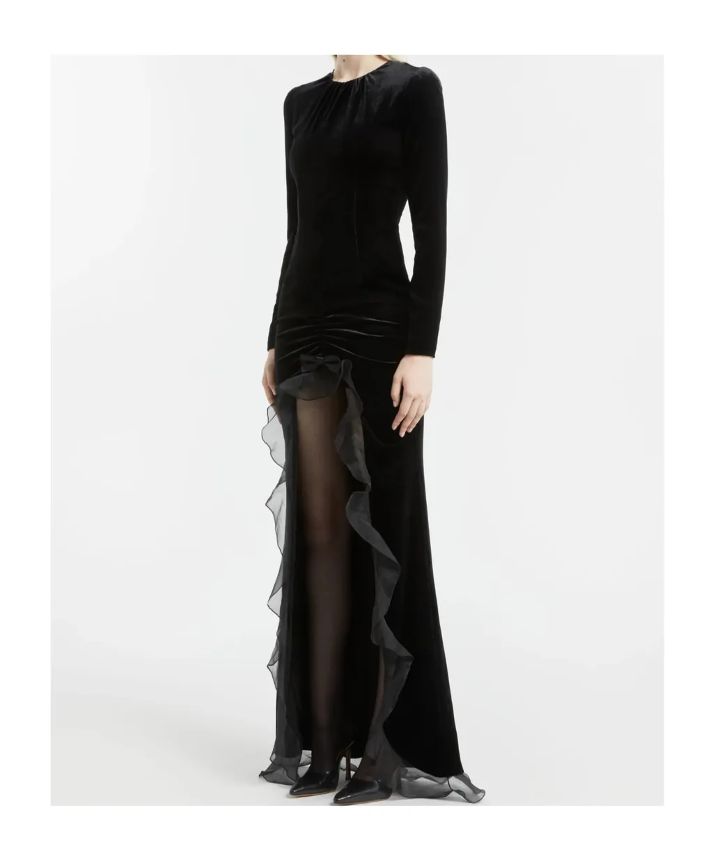 Velvet Dress With Ruching