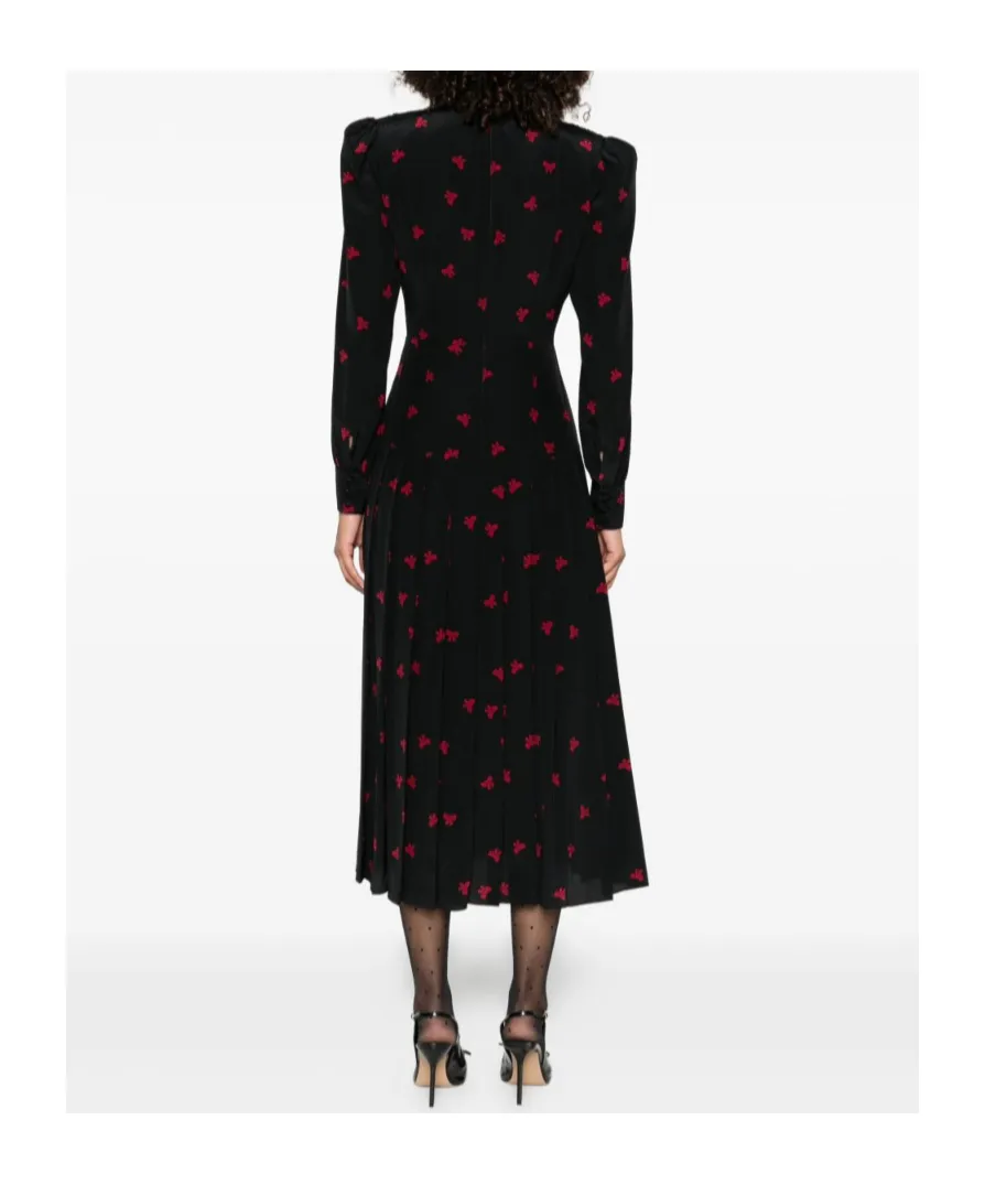 Pleated Bow-Print Dress