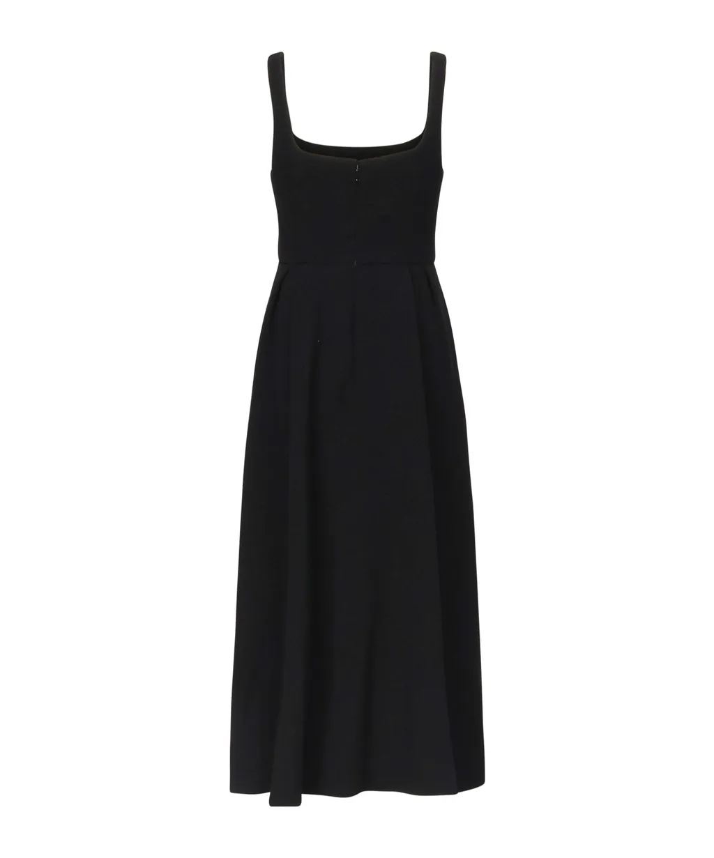 Square-Neck Pleated Dress