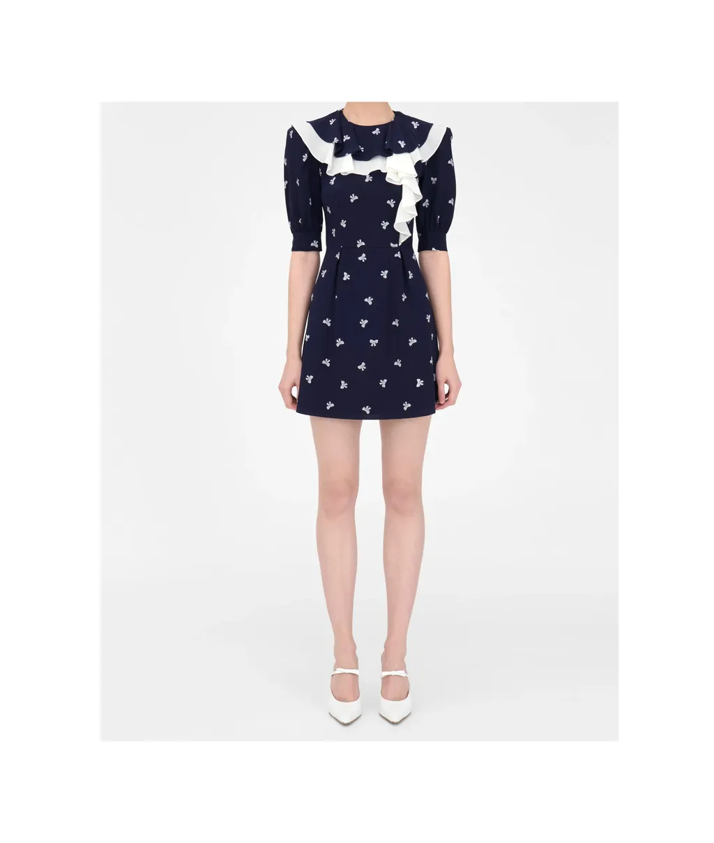 Bow-Print Mini Dress