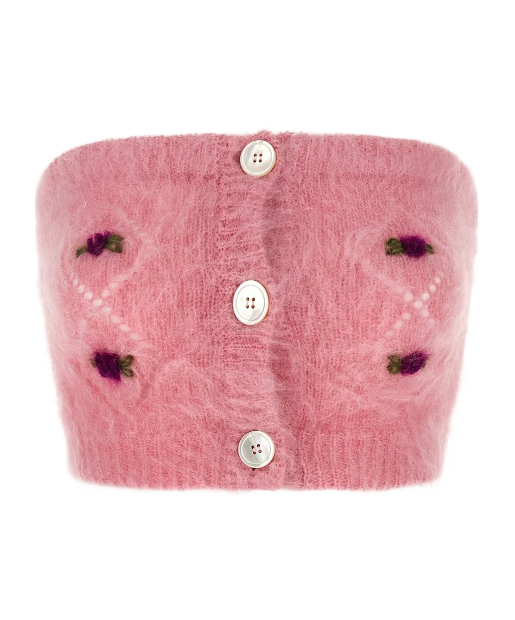Embroidered Button Top