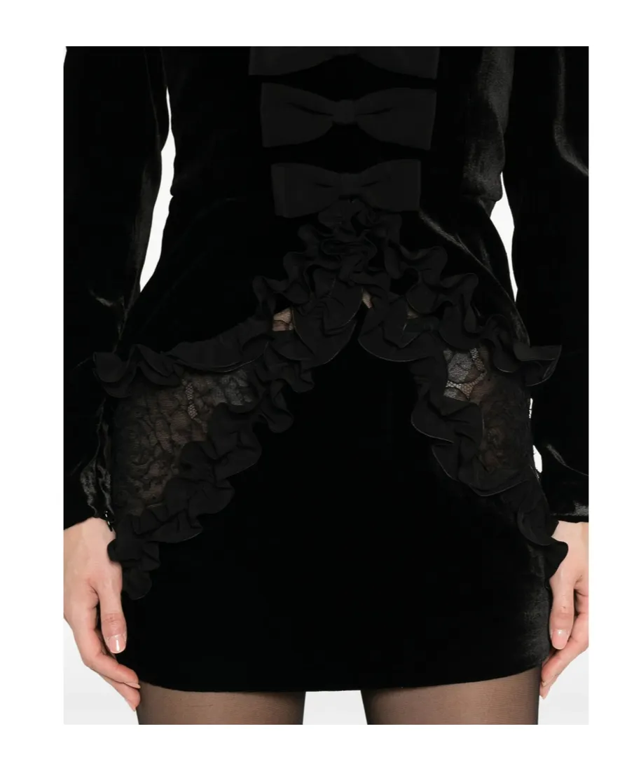 Velvet Mini Dress With Bow Detail