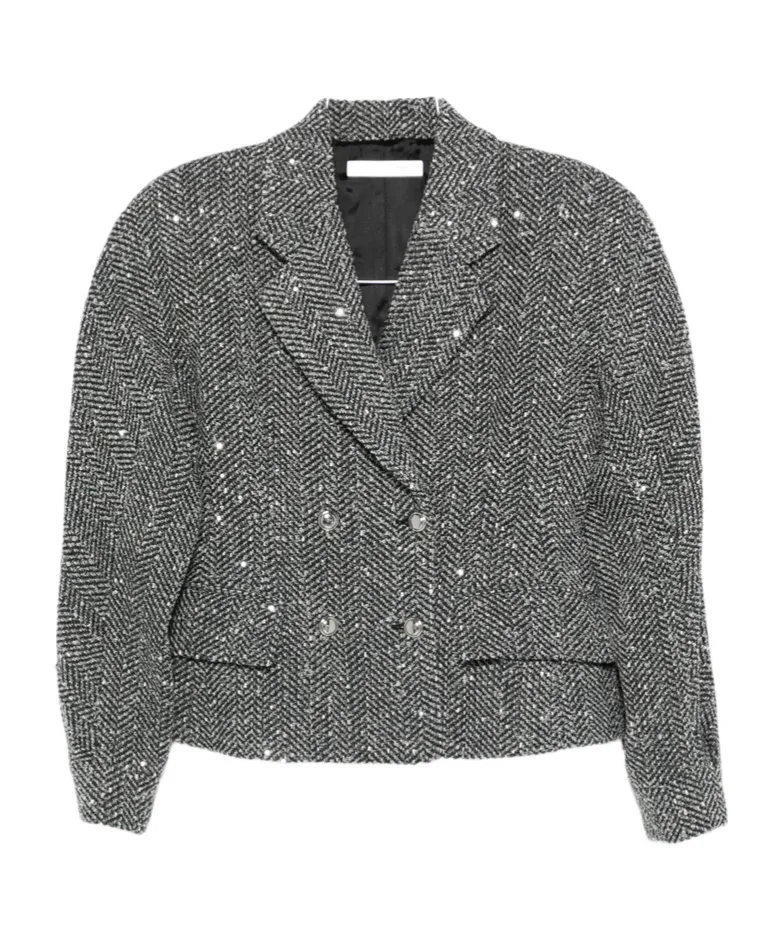 Sequin-Embellished Herringbone Jacket