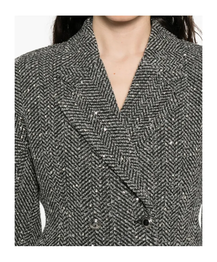 Sequin-Embellished Herringbone Jacket