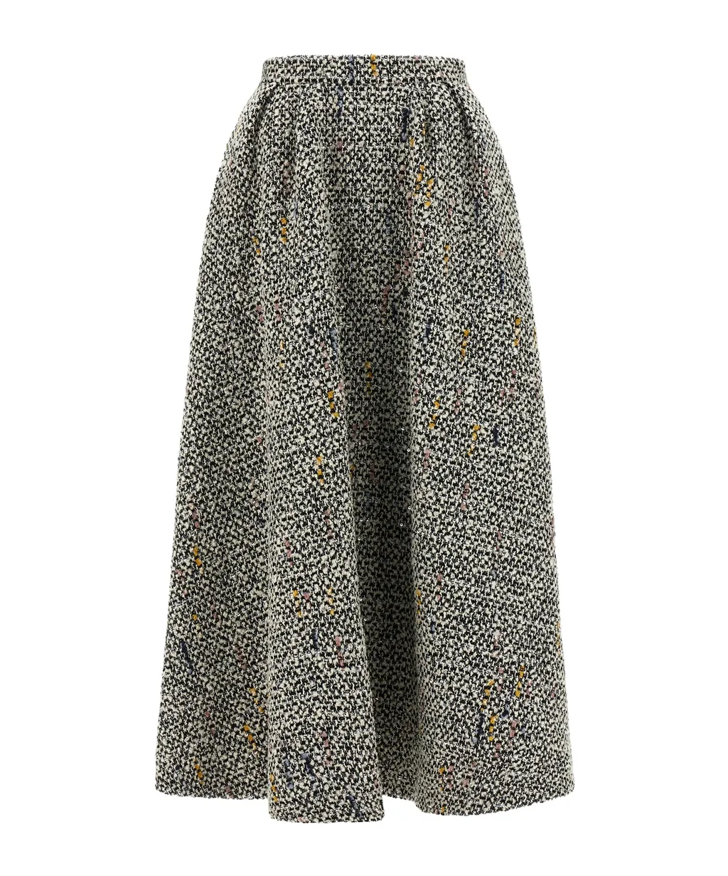 Embellished Tweed Midi Skirt