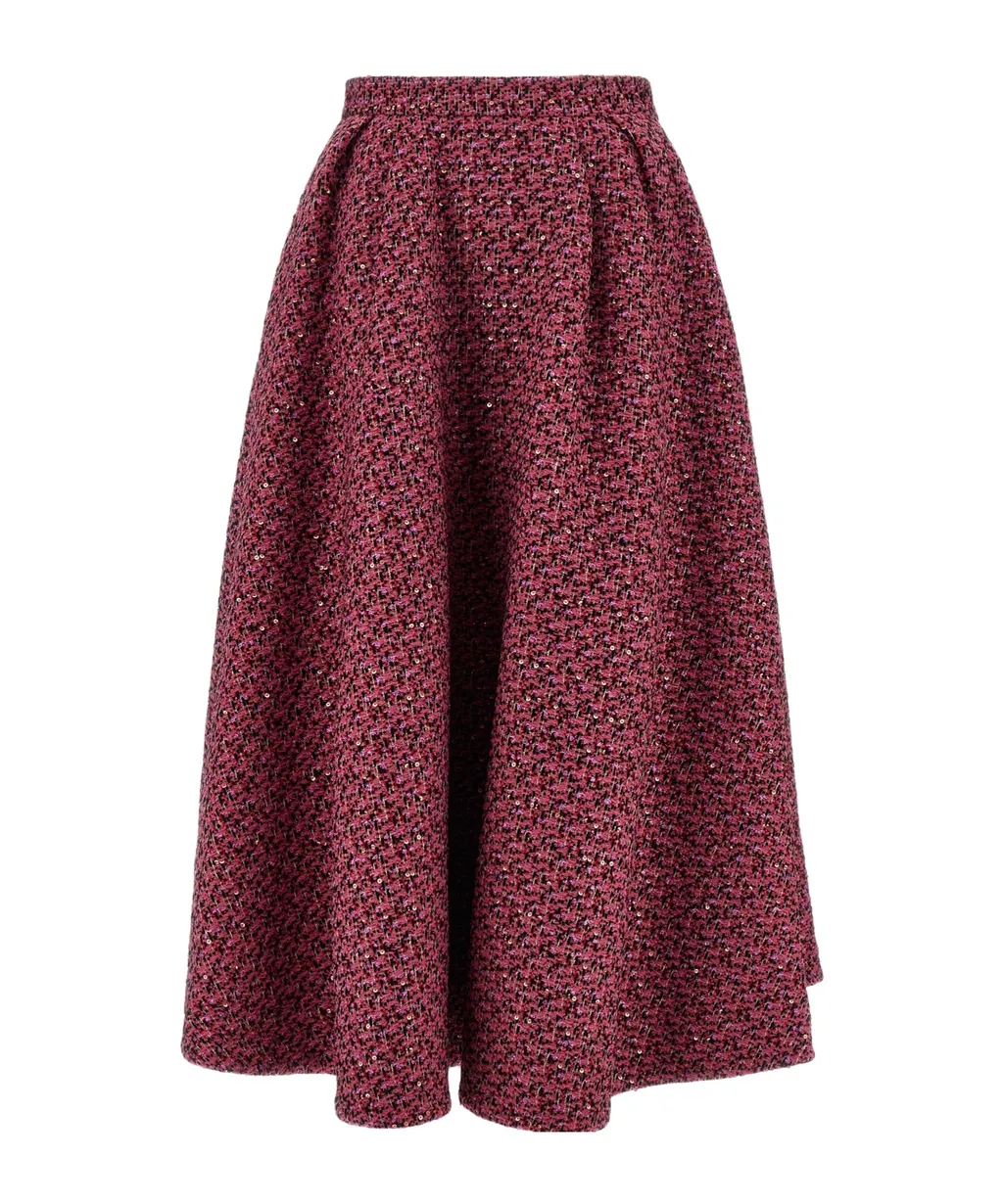 Sequin-Embellished Tweed Midi Skirt