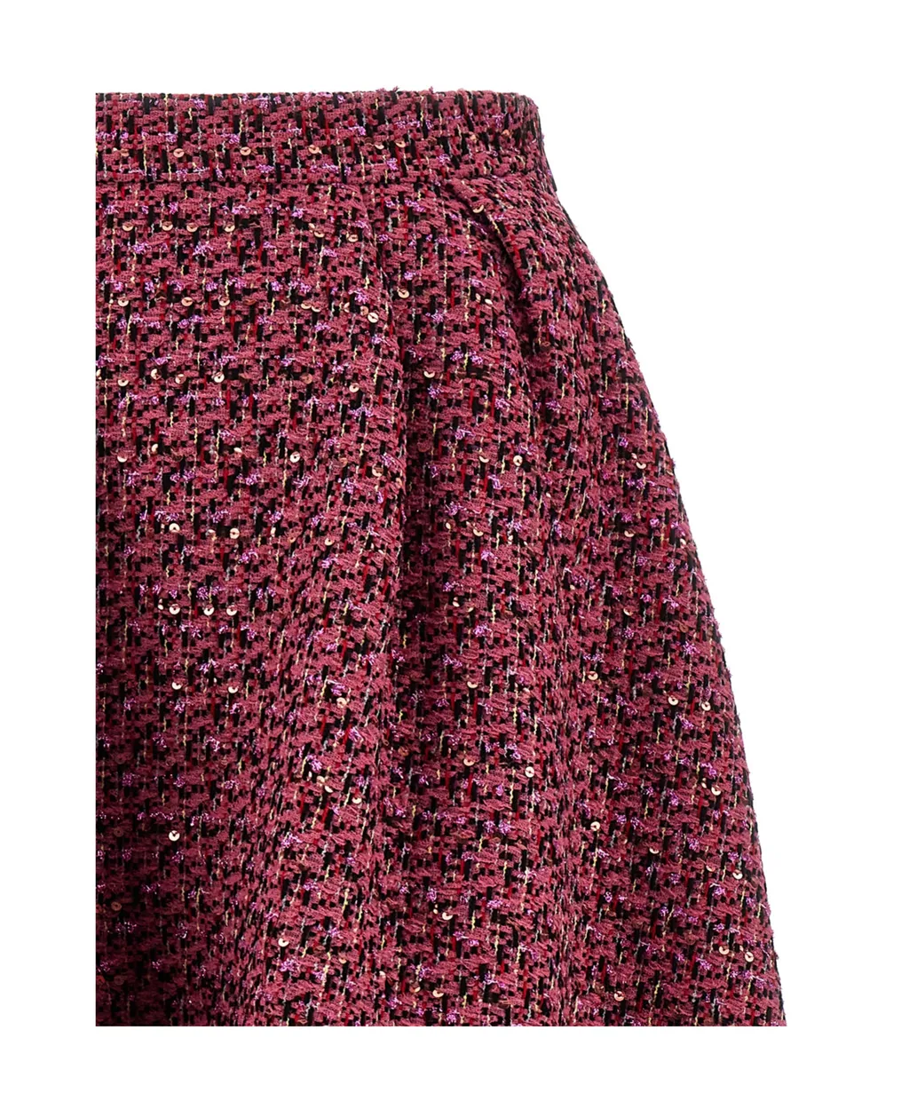 Sequin-Embellished Tweed Midi Skirt