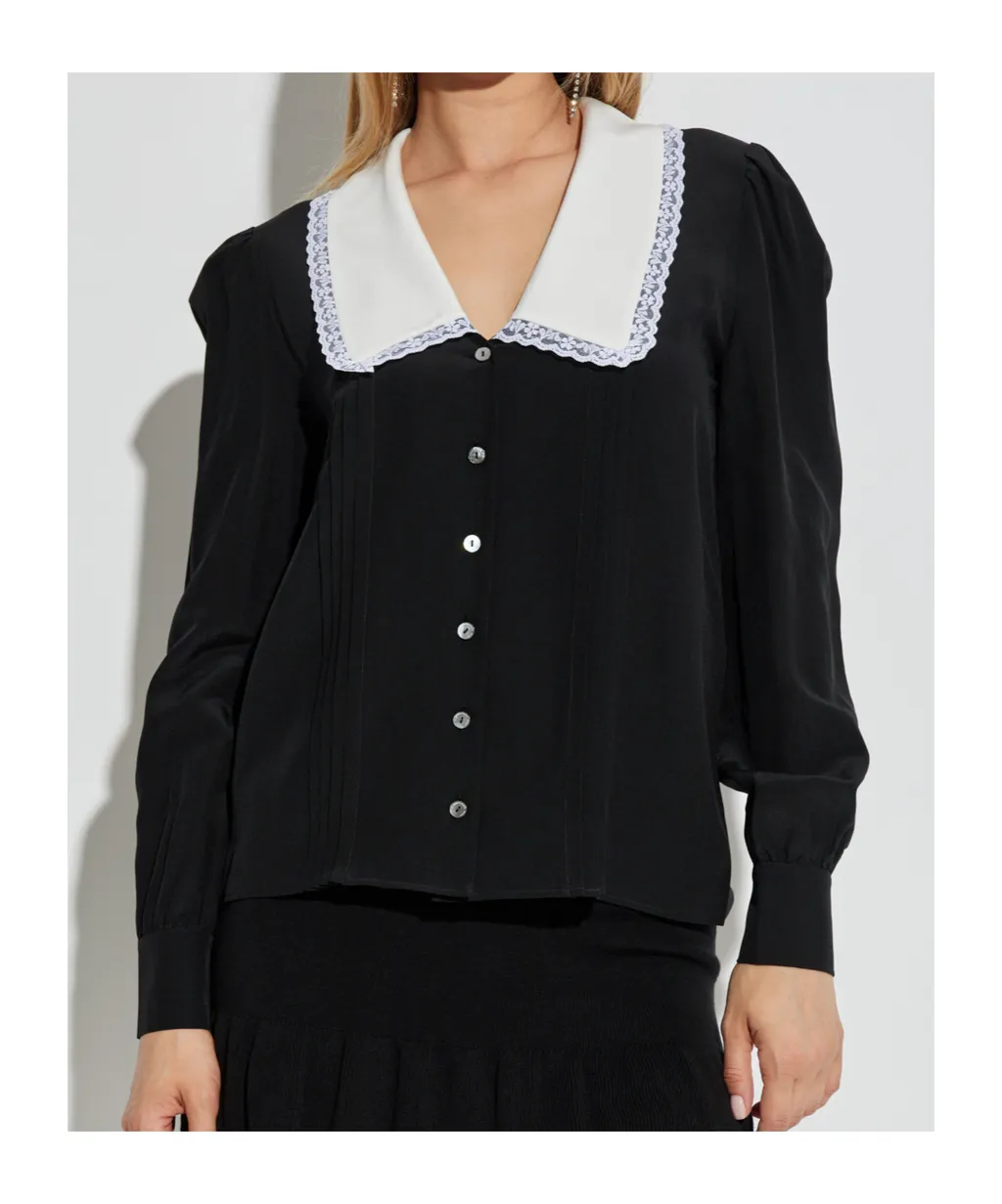 Lace-Trimmed Collar Blouse