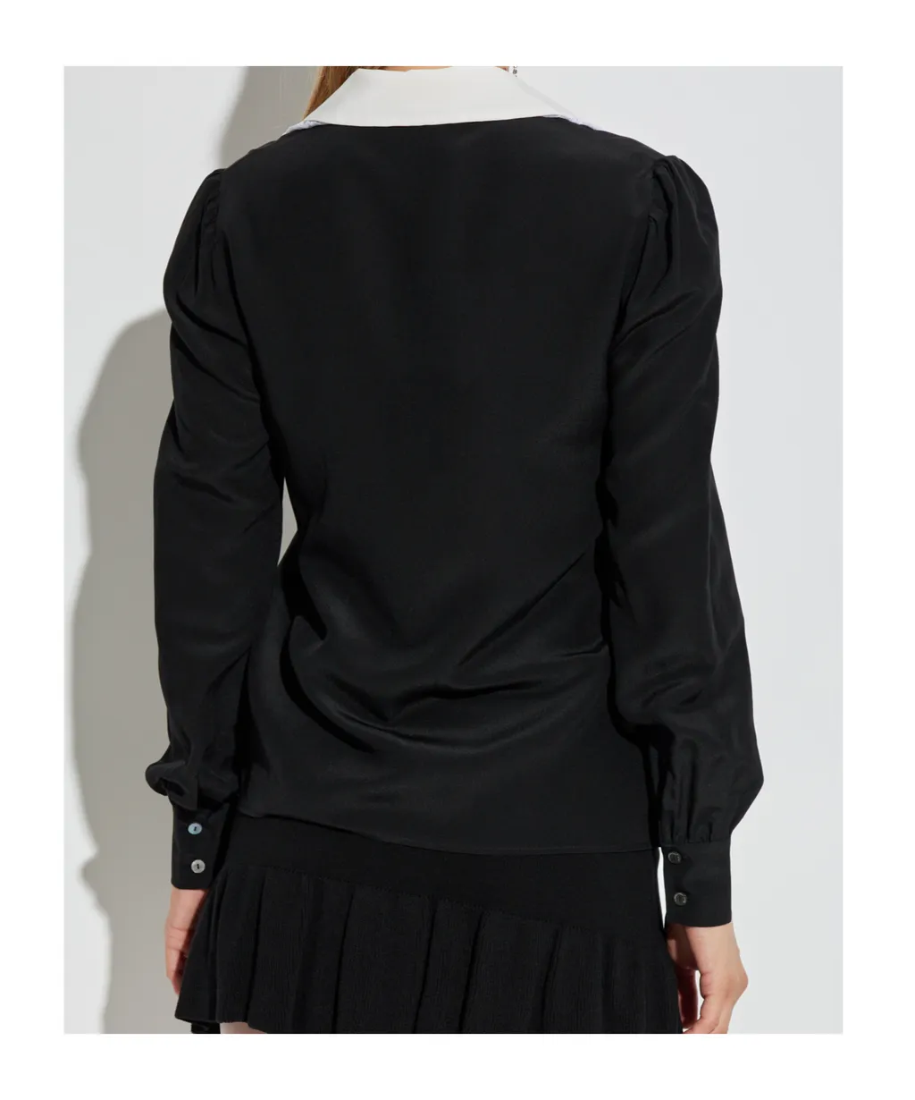 Lace-Trimmed Collar Blouse