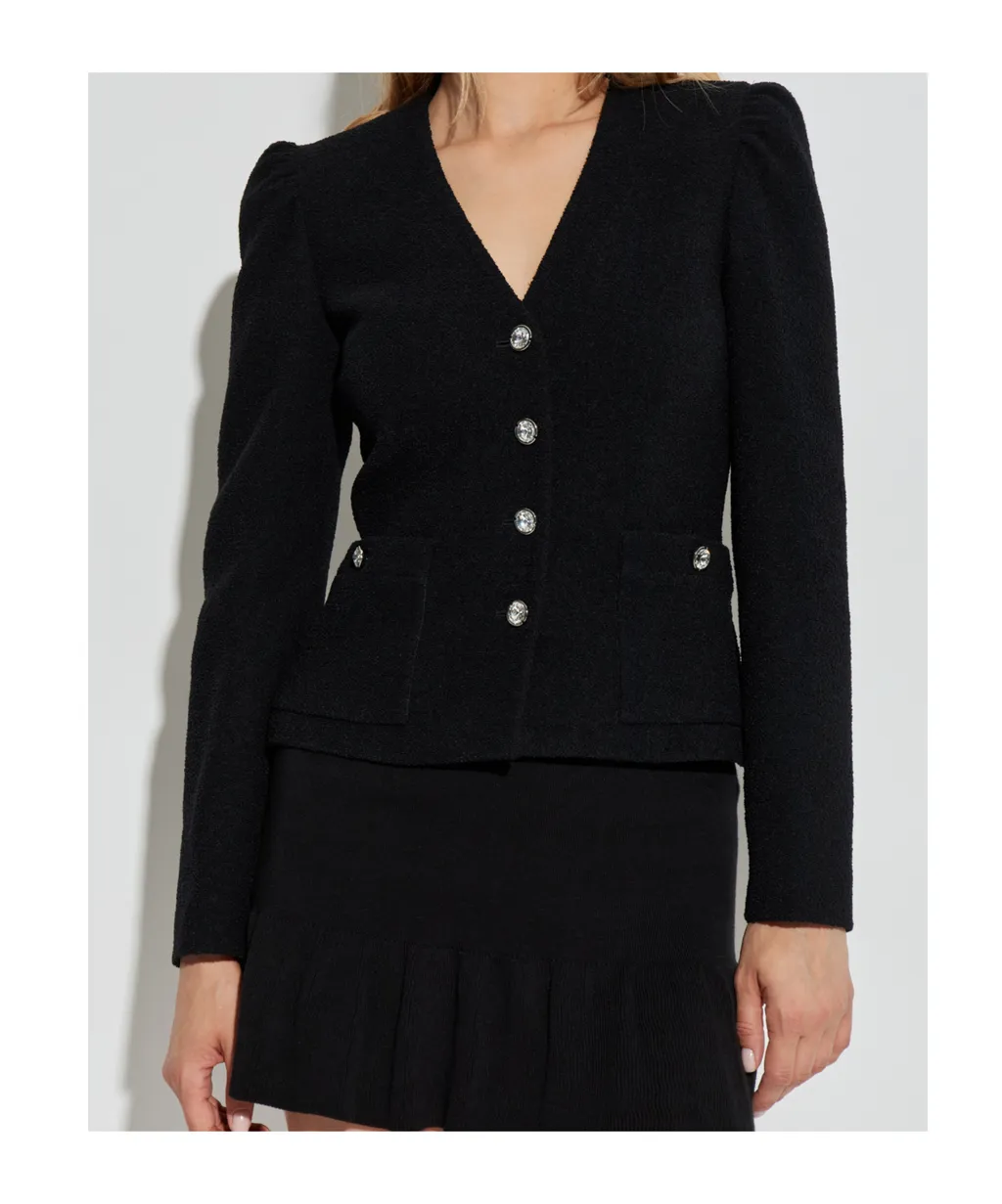 V-Neck Button Embellished Blazer