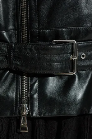 Long-Sleeved Leather Jacket