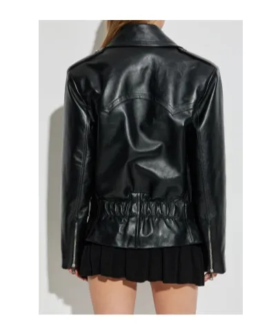 Long-Sleeved Leather Jacket