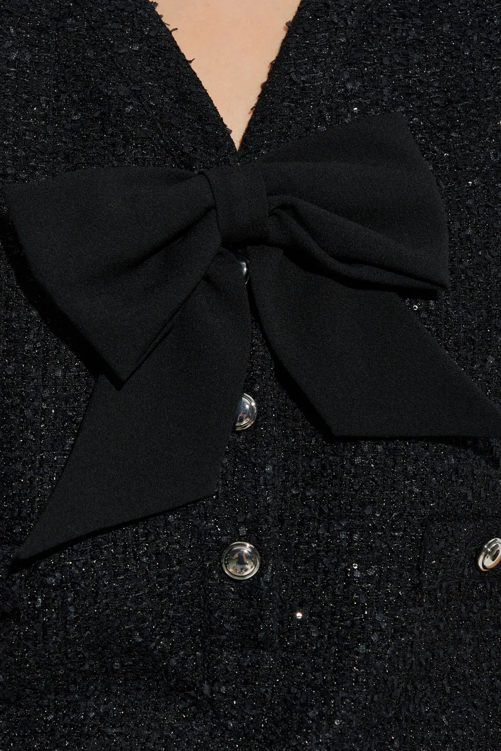 Bow Detailed Mini Tweed Dress