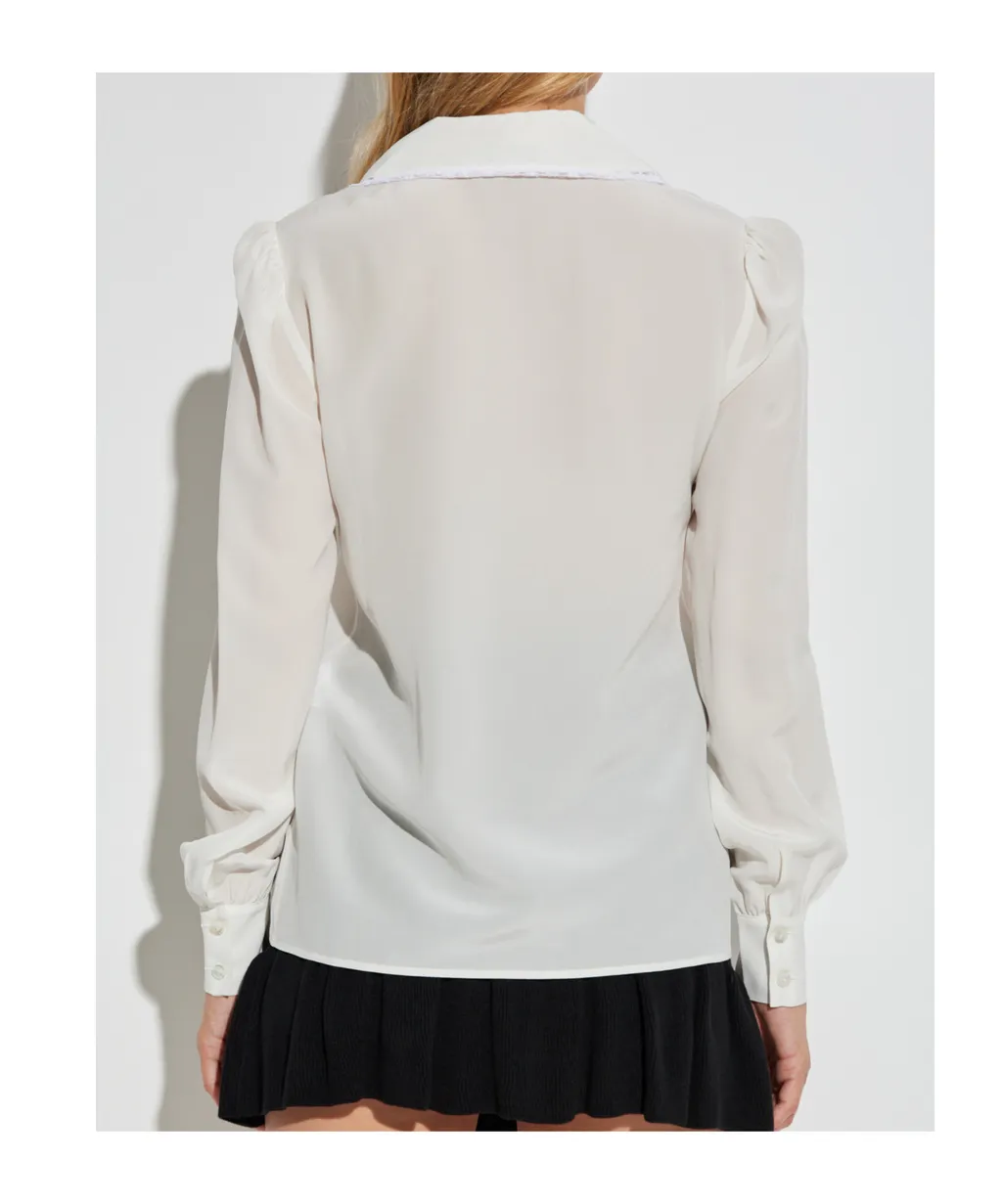Lace-Trimmed Collared Blouse
