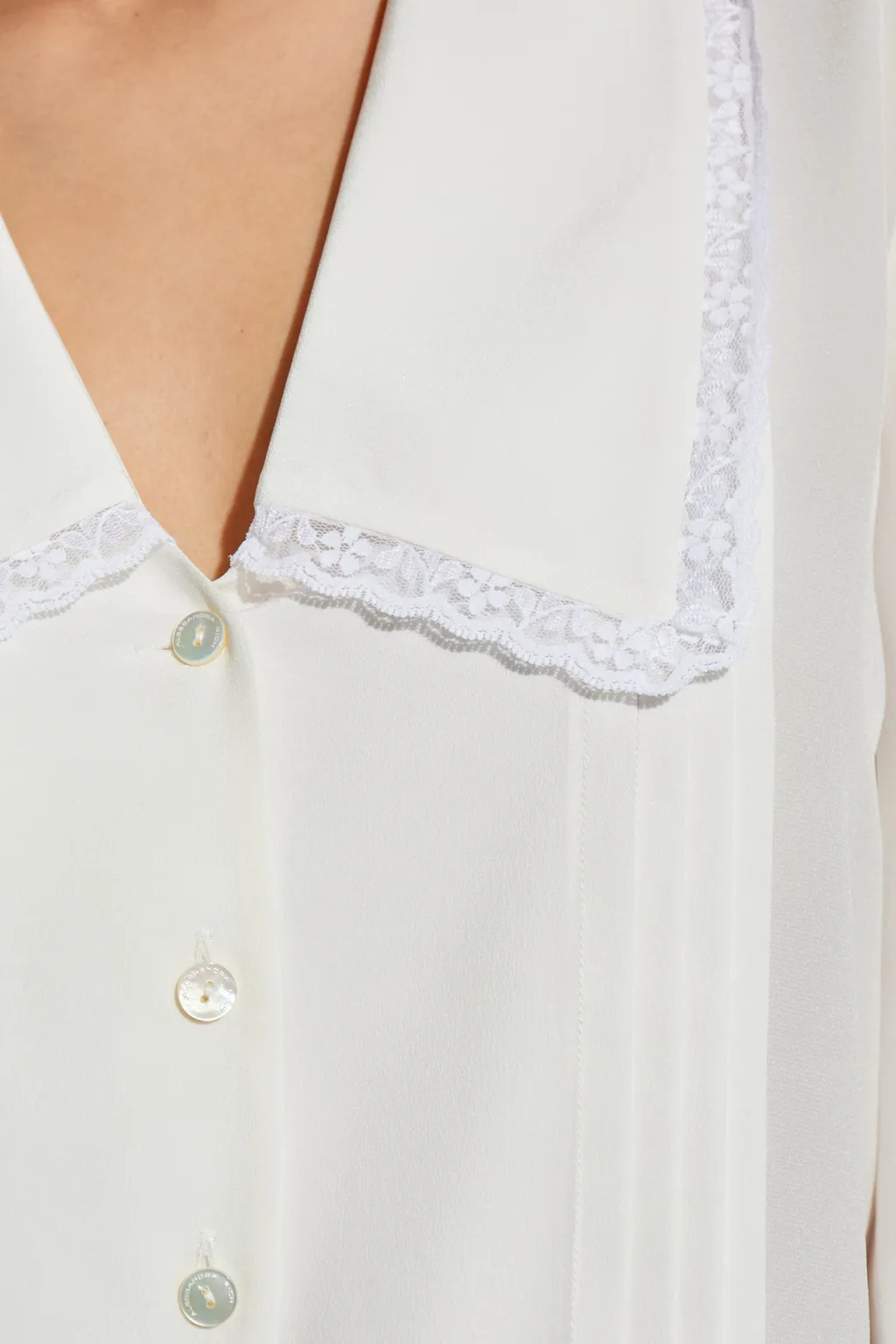 Lace-Trimmed Collared Blouse
