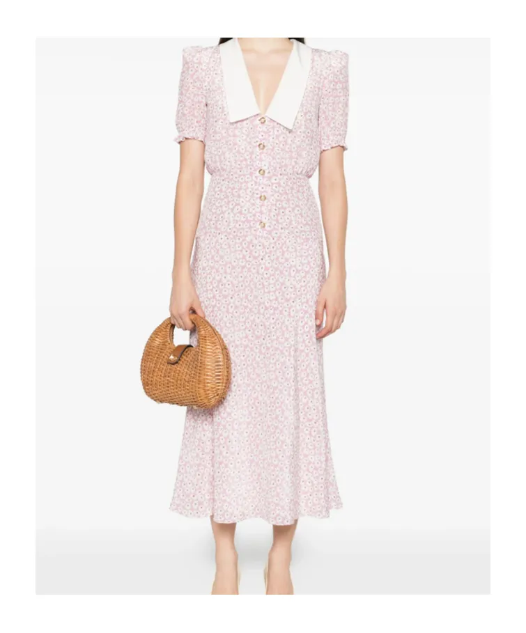 Floral Print Short Sleeved Midi Dress