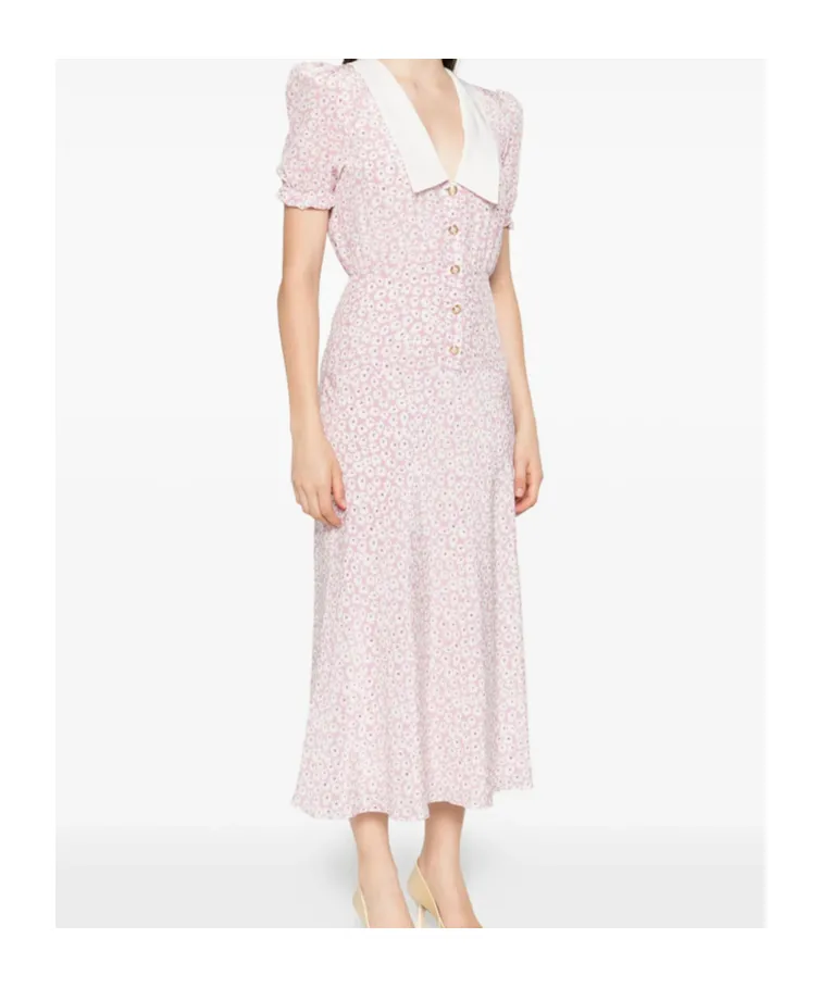 Floral Print Short Sleeved Midi Dress