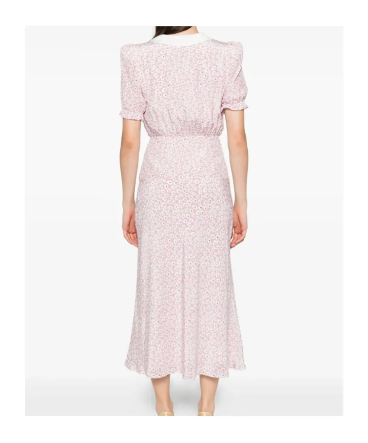 Floral Print Short Sleeved Midi Dress