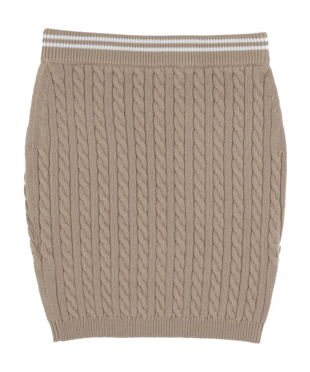 Stripe Trim Cable-Knitted Mini Skirt