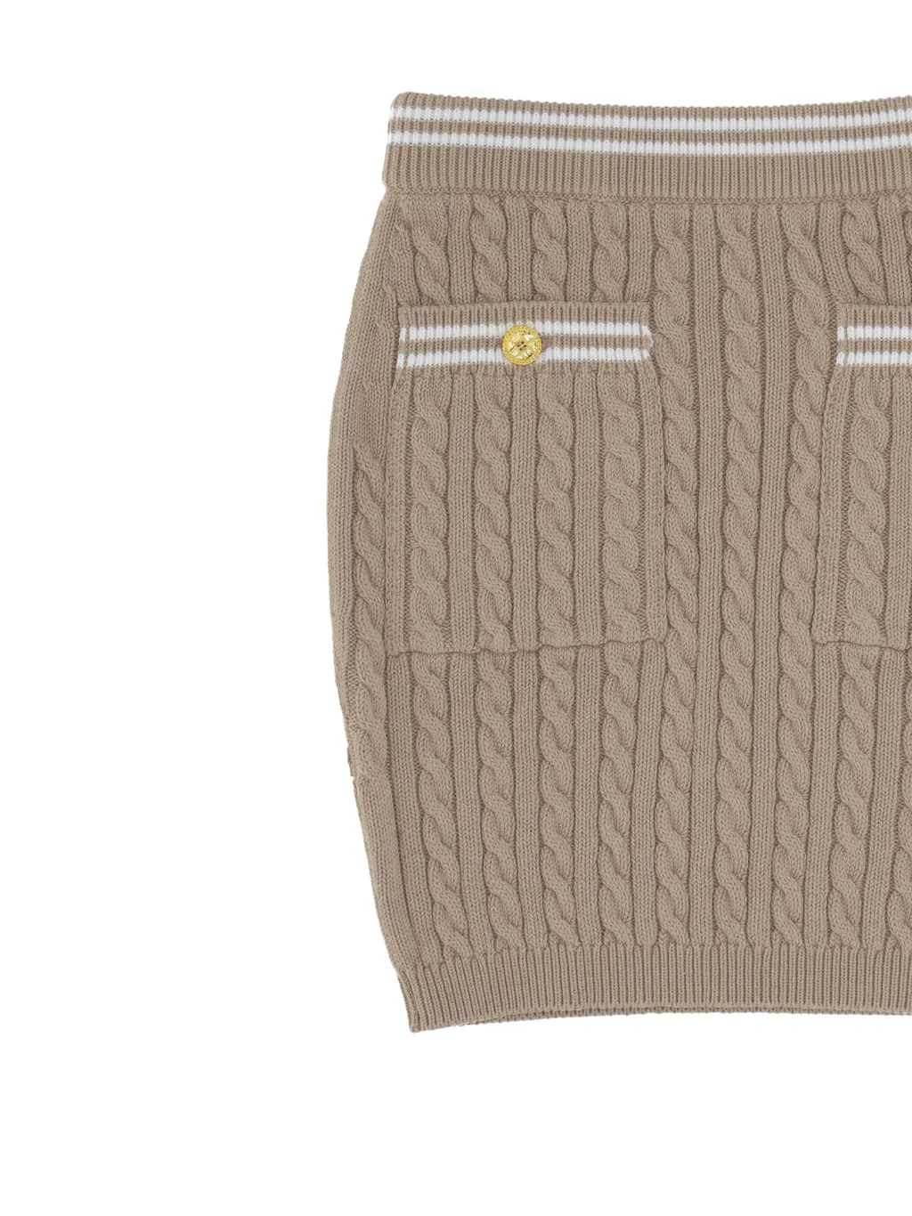 Stripe Trim Cable-Knitted Mini Skirt