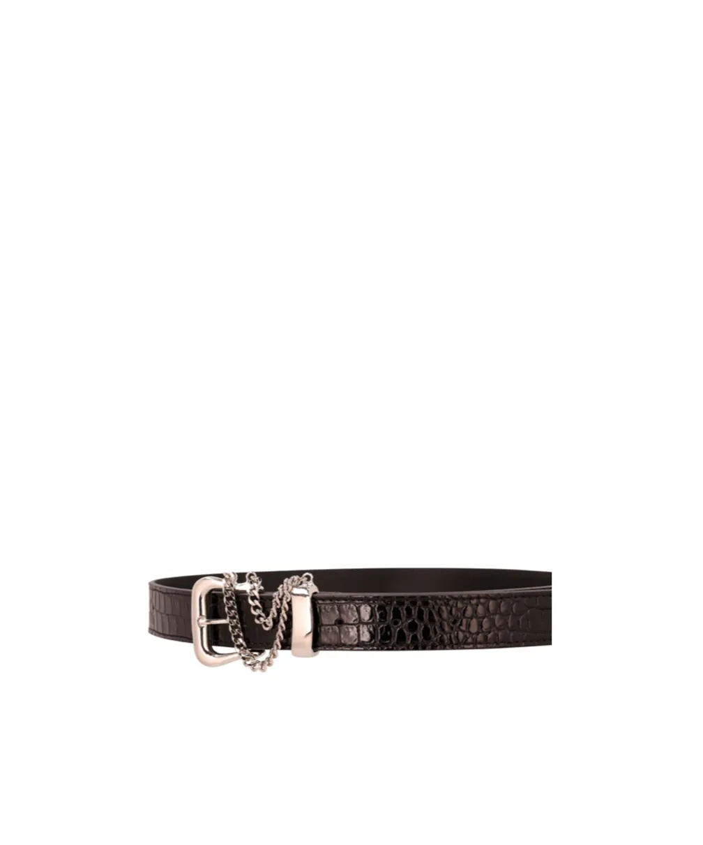 Crocodile-Effect Chain-Detail Belt