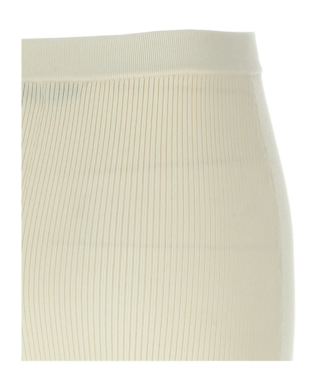 Rear Slit Ribbed Midi Skirt